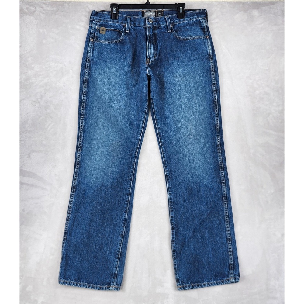 Ariat Heritage Classic Cut Jeans Mens 35x32 Medium Wash Blue Denim Straight Leg